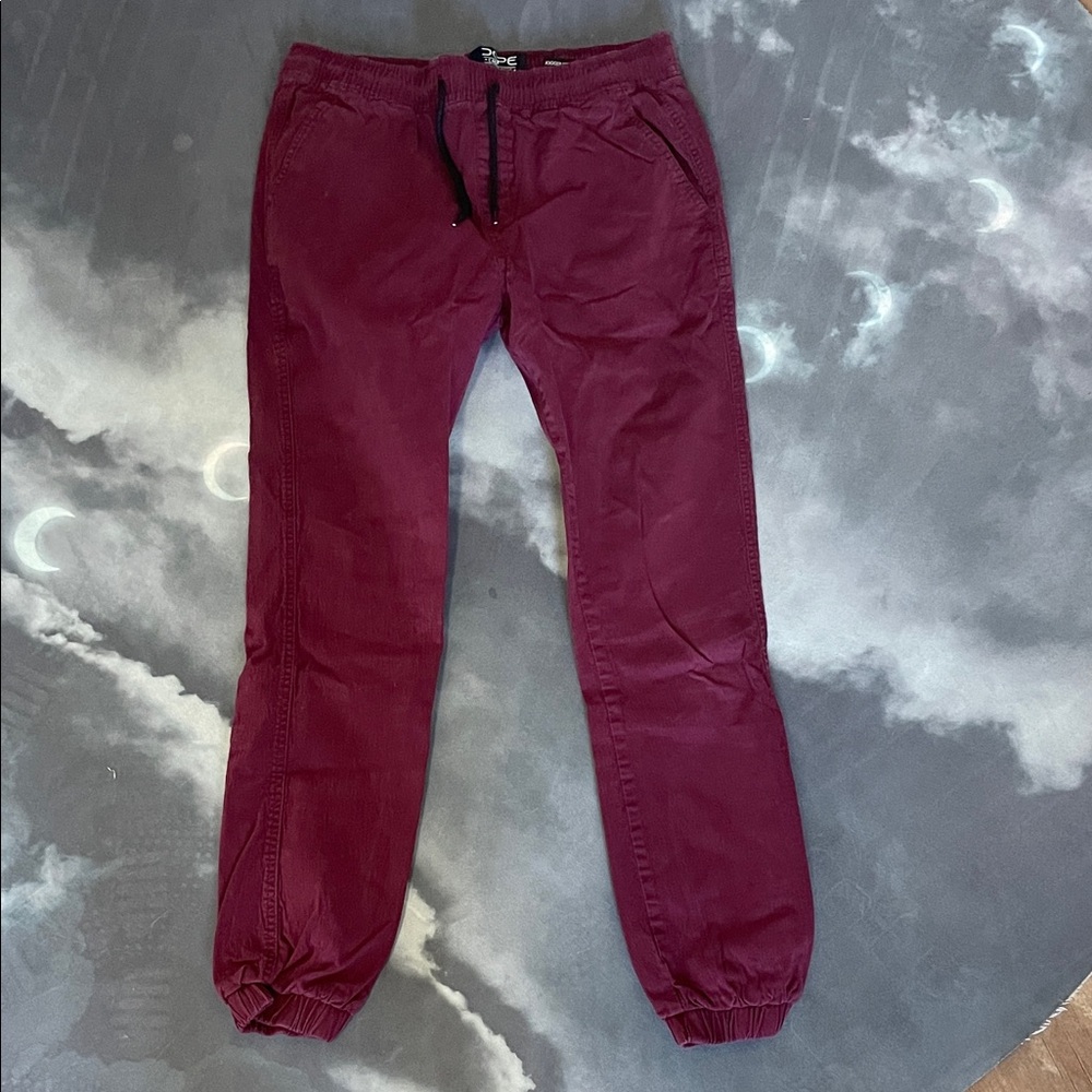 DOPE Men's Maroon Jogger Pants with Drawstring